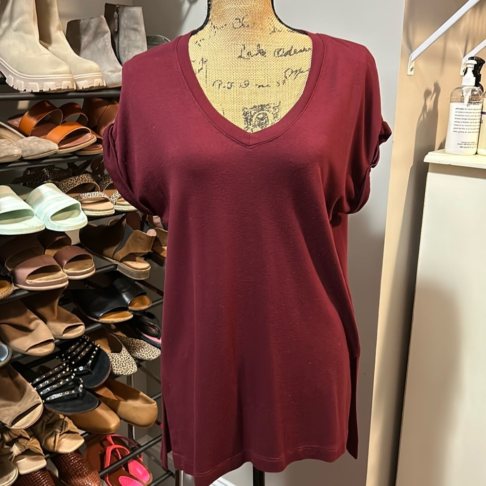 Ellison Deep Red V-Neck Tunic